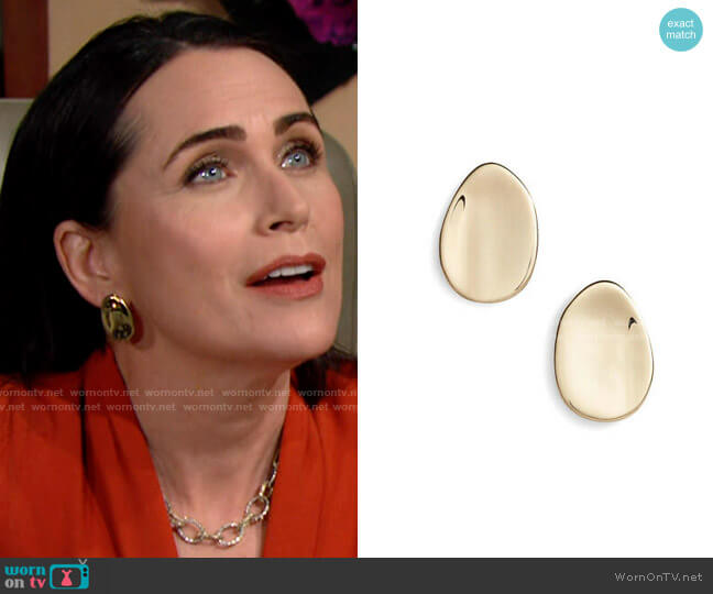 Alexis Bittar Gold Plated Dish Earrings worn by Quinn Fuller (Rena Sofer) on The Bold and the Beautiful