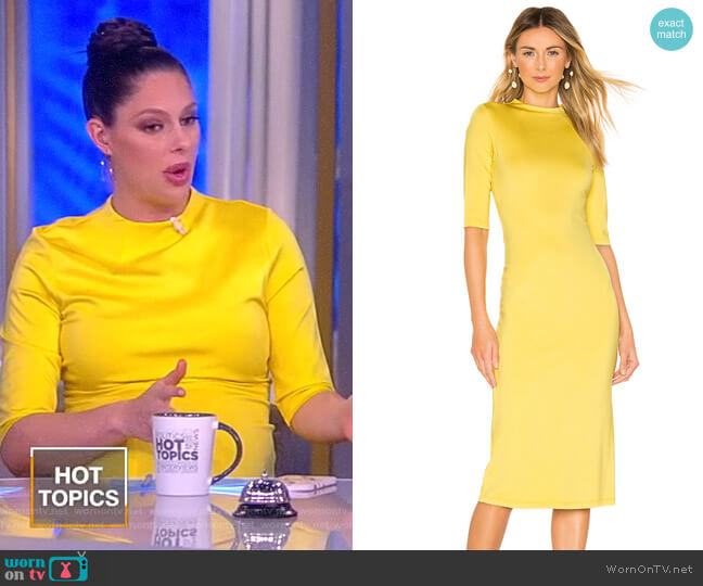 Alice + Olivia Delora Fitted Mock Neck Dress worn by Abby Huntsman on The View