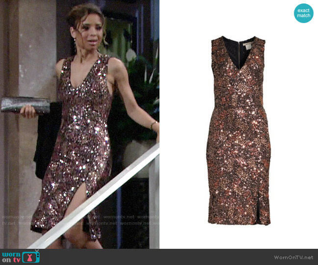 Alice + Olivia Natalie Dress worn by Elena Dawson (Brytni Sarpy) on The Young and the Restless