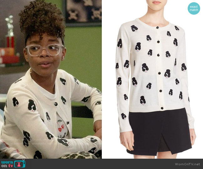 Alice + Olivia Stacey Emoji Cardigan worn by Diane Johnson (Marsai Martin) on Black-ish