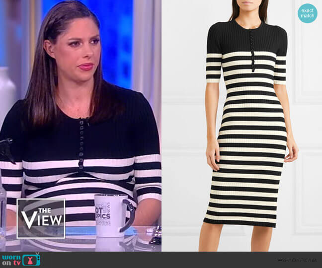 Altuzarra Sunday striped ribbed stretch-knit midi dress worn by Abby Huntsman on The View