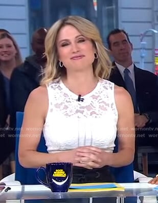 Amy’s white sleeveless lace top on Good Morning America