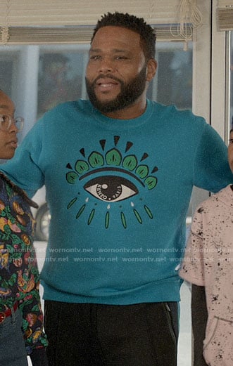 Andre’s turquoise blue eye sweatshirt on Black-ish