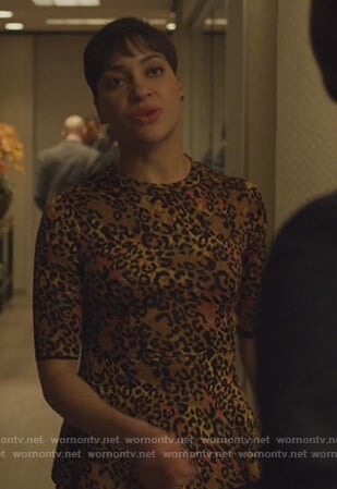 Lucca’s leopard print top and skirt on The Good Fight