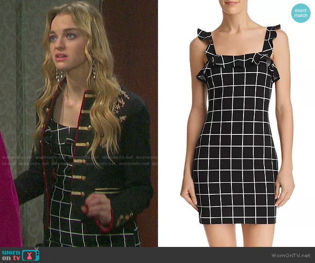 Aqua Ruffled Windowpane Dress worn by Claire Brady (Olivia Keegan) on Days of our Lives