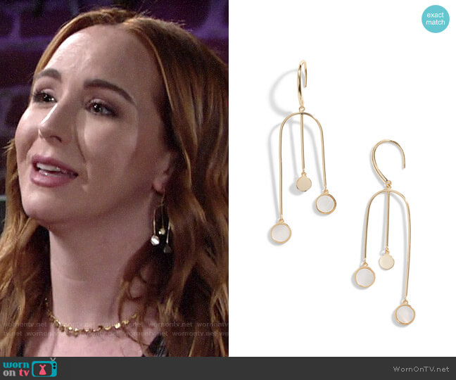 Argento Vivo Swing Drop Mother of Pearl Earrings worn by Mariah Copeland (Camryn Grimes) on The Young and the Restless