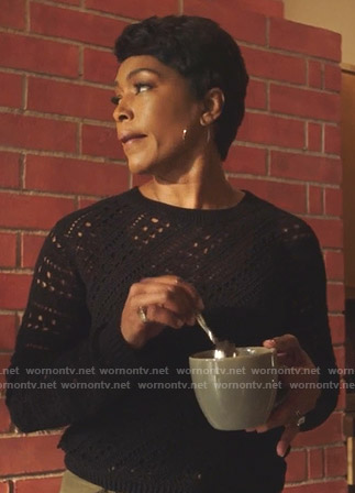 Athena’s black crochet sweater on 9-1-1