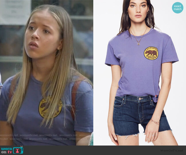 Aviator Nation Small California Bear Circle Boyfriend Tee worn by Samantha Hughes (Holly Barrett) on Life in Pieces