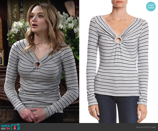 Bailey 44 Warm And Fuzzy Striped Top worn by Summer Newman (Hunter King) on The Young and the Restless