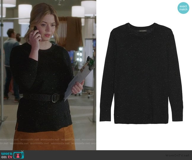 Banana Republic Metallic Wool-Modal Sweater worn by Alison DiLaurentis (Sasha Pieterse) on Pretty Little Liars The Perfectionists
