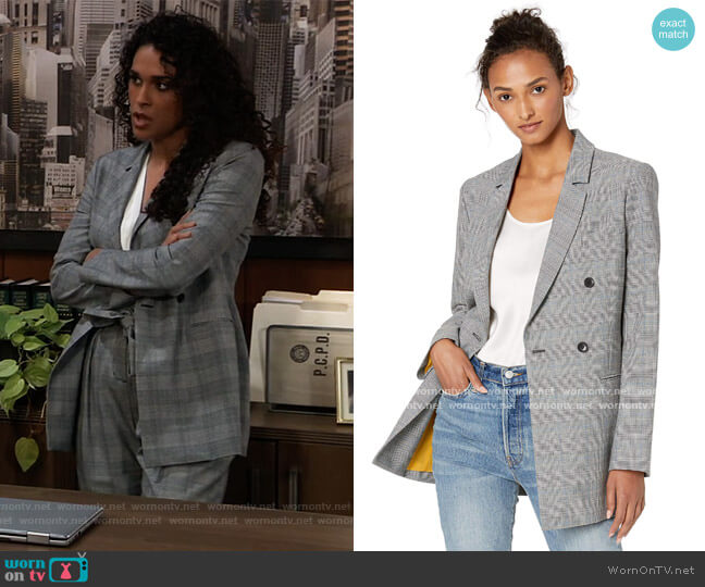 Bcbgmaxazria Houndstooth Double-Breasted Blazer worn by Jordan Ashford (Briana Nicole Henry) on General Hospital