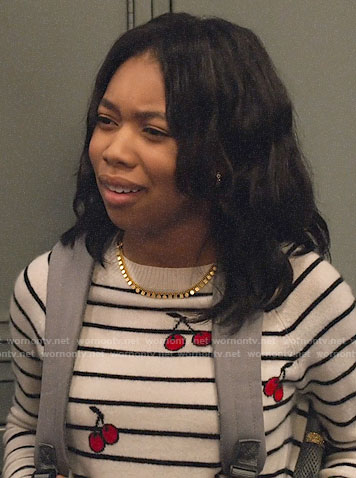 Becky’s striped cherry print sweater on No Good Nick