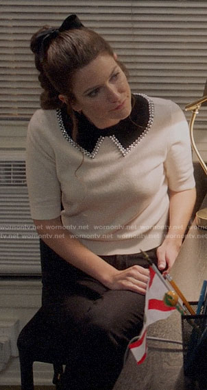 Beth’s sweater with pearl trim collar on Veep