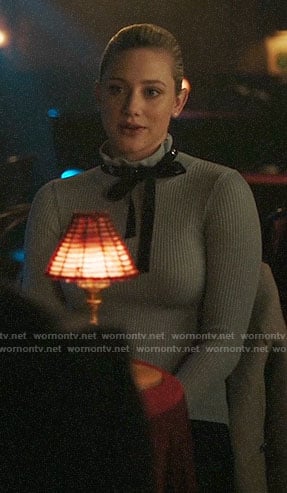 Betty’s blue sweater with black tie neck on Riverdale