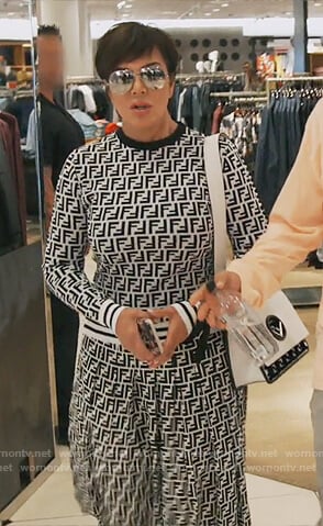 Kris’s fendi logo sweater and skirt on Keeping Up with the Kardashians