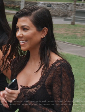 Kourtney’s black lace top on Keeping Up with the Kardashians