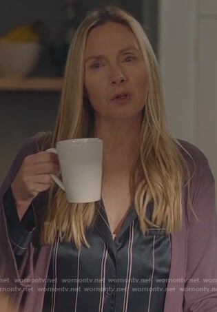 Jill’s black satin stripe pajamas on For The People