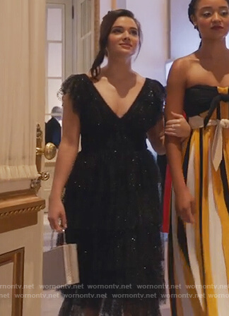 Jane’s black metallic dress on The Bold Type