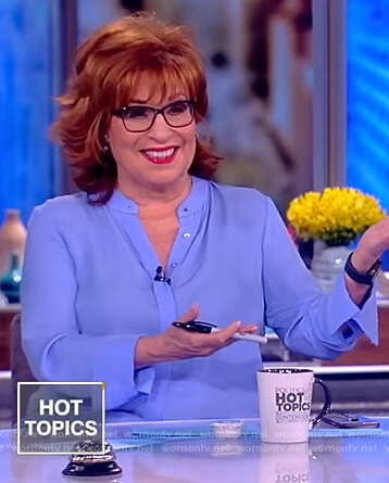 Joy’s blue asymmetric blouse on The View
