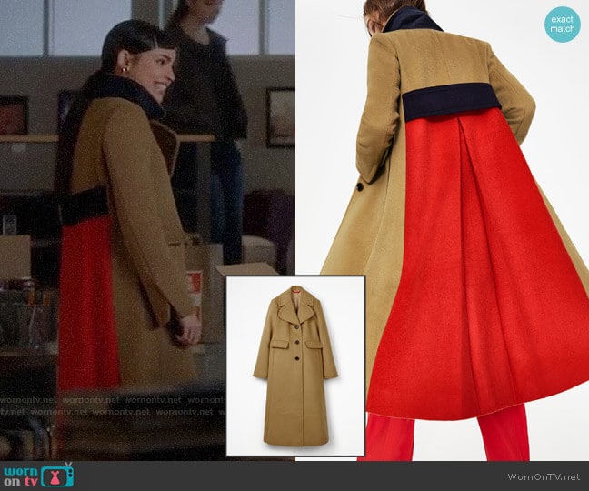 Boden Farleigh Coat in Camel worn by Ava Jalali (Sofia Carson) on Pretty Little Liars The Perfectionists