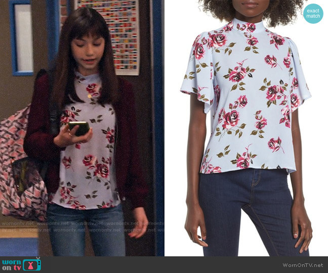 BP. Floral Print Mock Neck Blouse worn by Molly (Lauren Lindsey Donzis) on No Good Nick