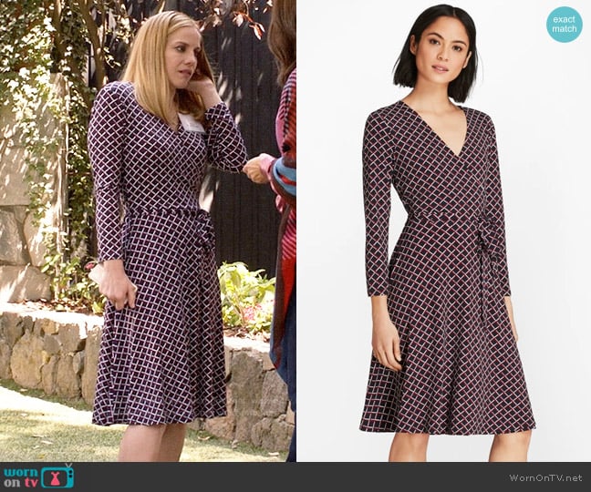 Brooks Brothers Lattice-Print Jersey Faux-Wrap Dress worn by Amy Brookheimer (Anna Chlumsky) on Veep