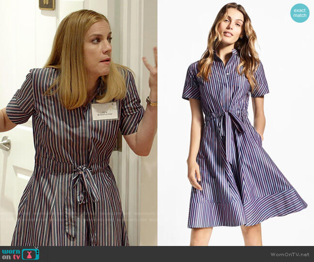 Brooks Brothers Striped Cotton Poplin Shirt Dress worn by Amy Brookheimer (Anna Chlumsky) on Veep