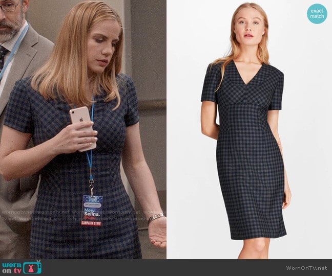 Brooks Brothers Gingham Wool Twill Sheath Dress worn by Amy Brookheimer (Anna Chlumsky) on Veep