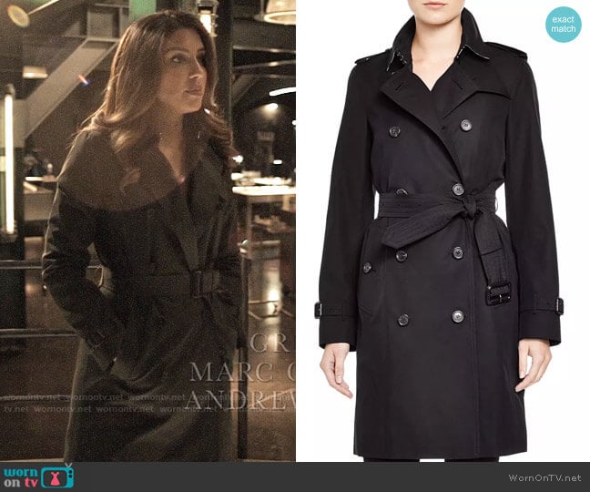 Burberry Kensington Long Trench Coat worn by Dinah Drake (Juliana Harkavy) on Arrow