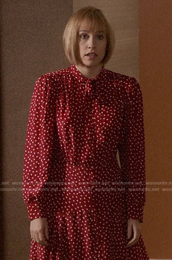 Catherine’s red heart print dress on Veep