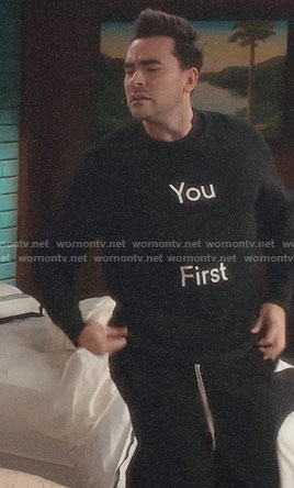 David’s YOU FIRST sweater on Schitts Creek