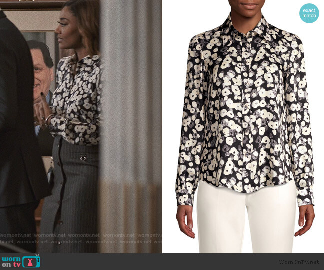 Derek Lam Long-Sleeve Button-Down Poppy Print Silk Blouse worn by Daisy Grant (Patina Miller) on Madam Secretary