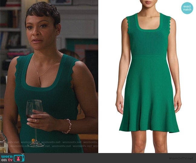 Diane von Furstenberg Adi Ribbed Sleeveless Short Dress worn by Angela (Carly Hughes
) on American Housewife