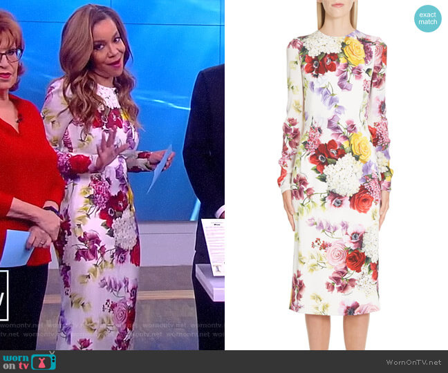 Dolce & Gabbana Floral Print Charmeuse Sheath Dress worn by Sunny Hostin on The View
