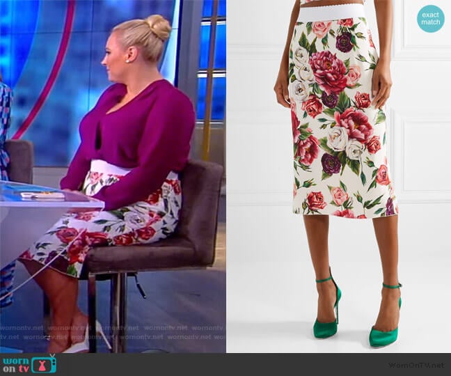 Dolce & Gabbana Floral-print cady midi skirt worn by Meghan McCain on The View
