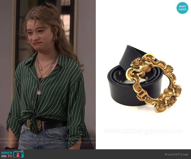 Dolce & Gabbana Baroque Buckle Leather Belt worn by Shannon (Odessa Adlon) on Fam