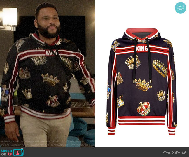 Dolce & Gabbana King Print Hoodie worn by Andre Johnson (Anthony Anderson) on Black-ish