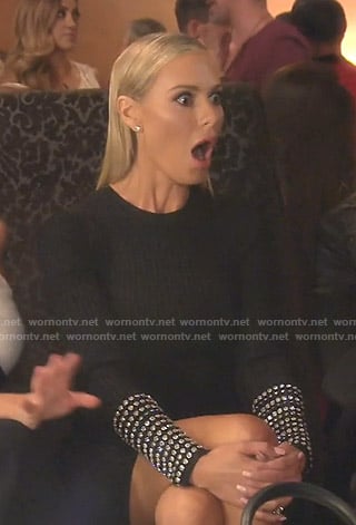 Dorit’s black crystal embellished cuff dress on The Real Housewives of Beverly Hills