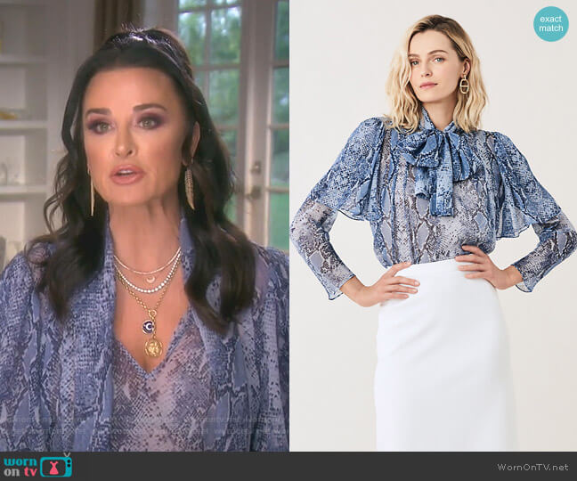 Diane von Furstenberg Nami Blouse worn by Kyle Richards on The Real Housewives of Beverly Hills