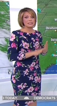 Dylan’s navy floral sheath dress on Today