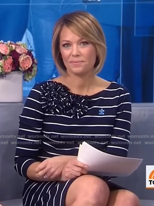 Dylan’s navy striped flower detail dress on Today