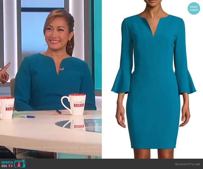 Elie Tahari Natanya Dress worn by Carrie Inaba on The Talk