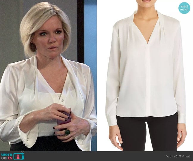 Elie Tahari Rosalina Blouse worn by Ava Jerome (Maura West) on General Hospital
