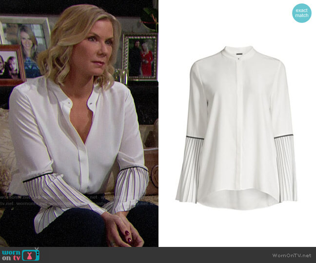 Elie Tahari Frida Blouse worn by Brooke Logan (Katherine Kelly Lang) on The Bold and the Beautiful