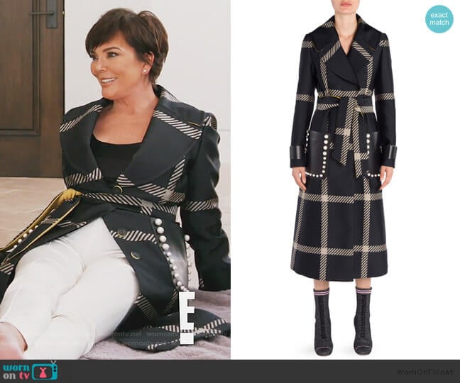 Fendi Jacquard Macro Check Coat worn by Kris Jenner on Keeping Up with the Kardashians