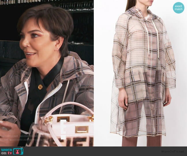 Fendi zipped sheer plaid coat worn by Kris Jenner on Keeping Up with the Kardashians