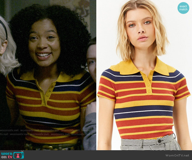 Forever 21 Striped Ribbed Polo worn by Rosalind Walker (Jaz Sinclair) on Chilling Adventures of Sabrina