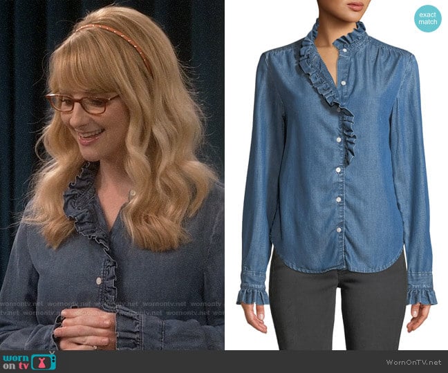 Frame Ruffle Button-Front Denim Shirt worn by Bernadette Rostenkowski (Melissa Rauch) on The Big Bang Theory