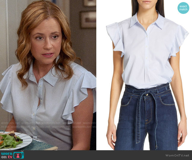 Frame Flounce Sleeve Shirt worn by Lena (Jenna Fischer) on Splitting Up Together