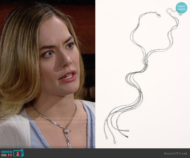 Free People Olivia Bolo Necklace in Silver Combo worn by Hope Logan (Annika Noelle) on The Bold and the Beautiful